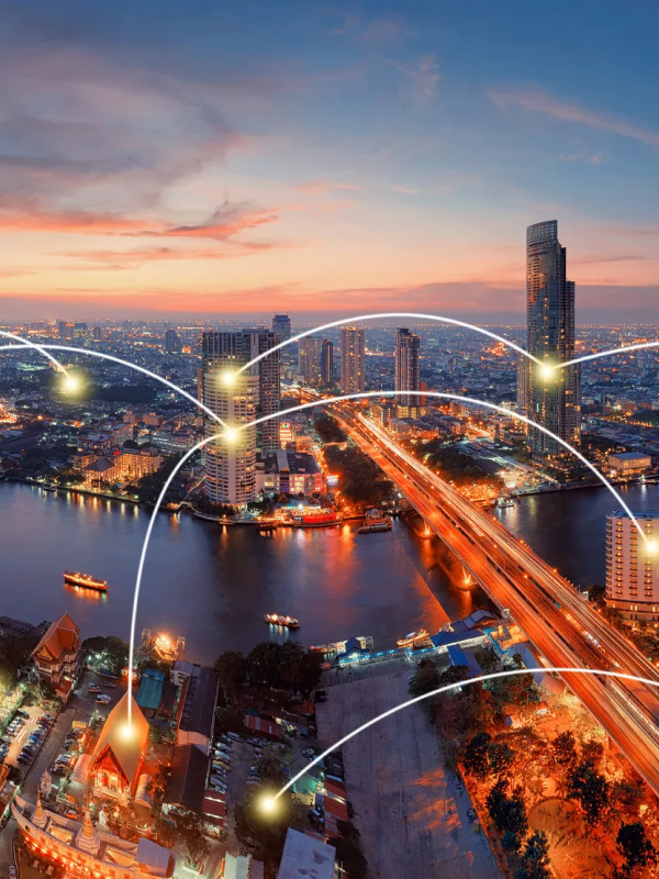 City map showing technology connections
